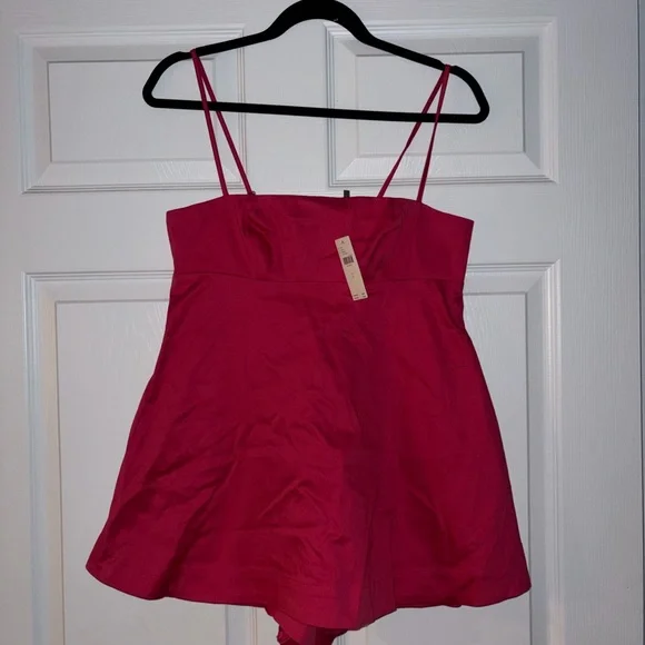 Anthropologie Pink Square Neck Peplum Romper NWT SIZE 2 - Picture 5 of 11
